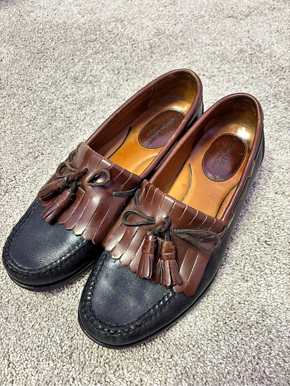 Johnston and Murphy Tassel Loafers in Brown & Black